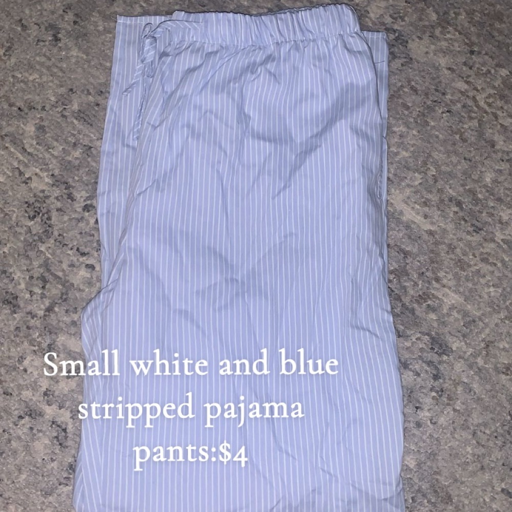 women's White and Blue Striped Pajama Pants